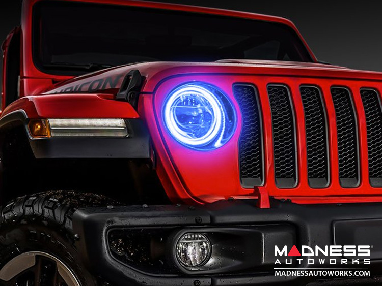 Jeep Wrangler JK Surface Mount Headlight Halo Kit - Blue LED